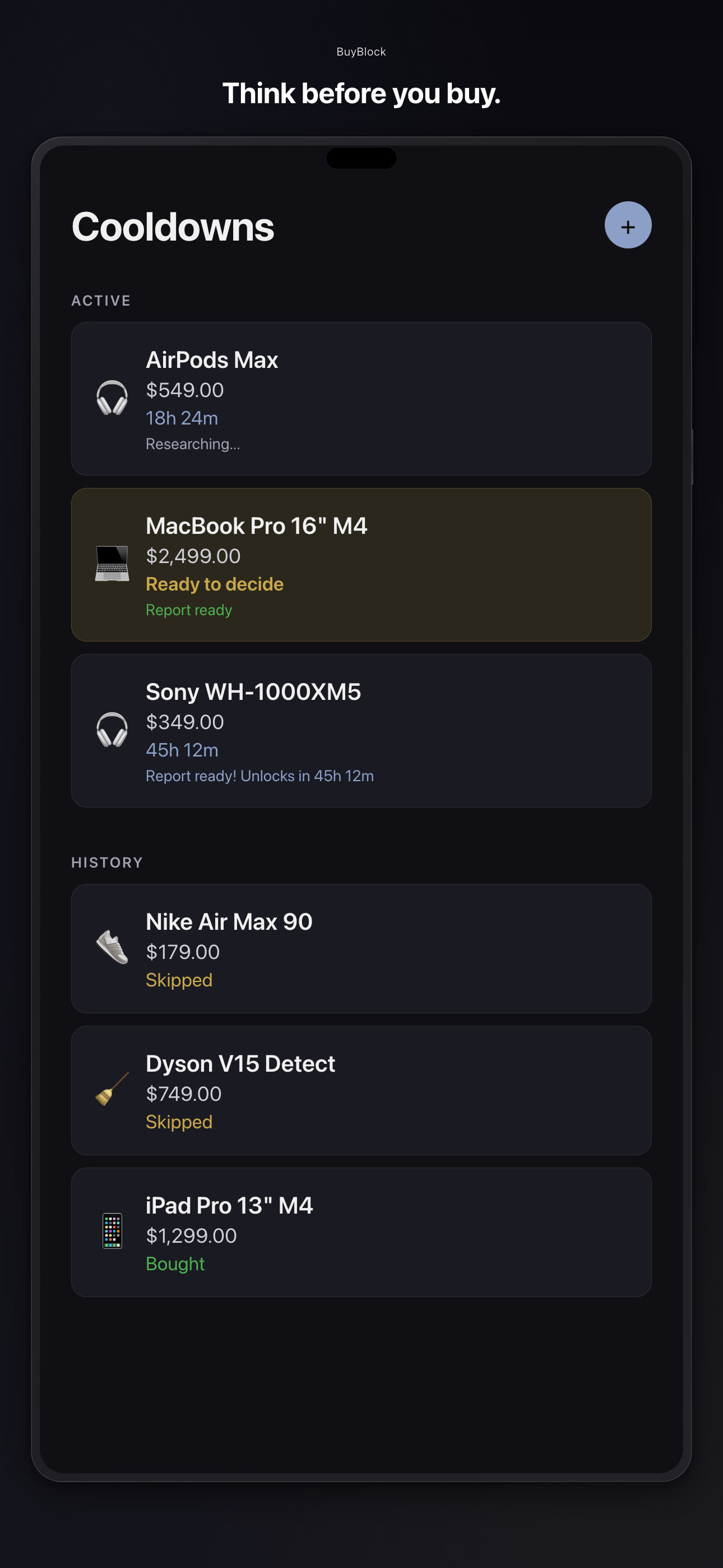 BuyBlock cooldown timers