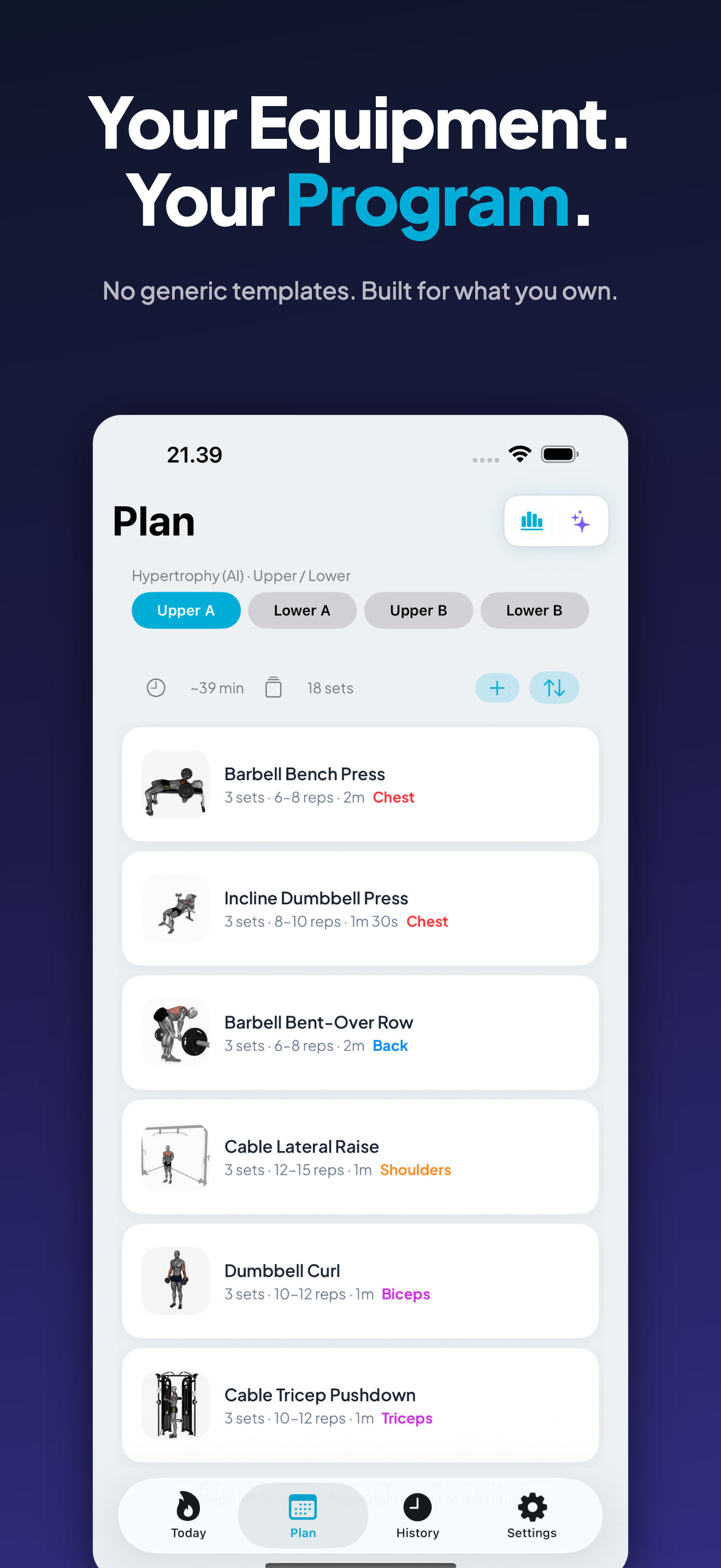 LiftPlanr training plan overview